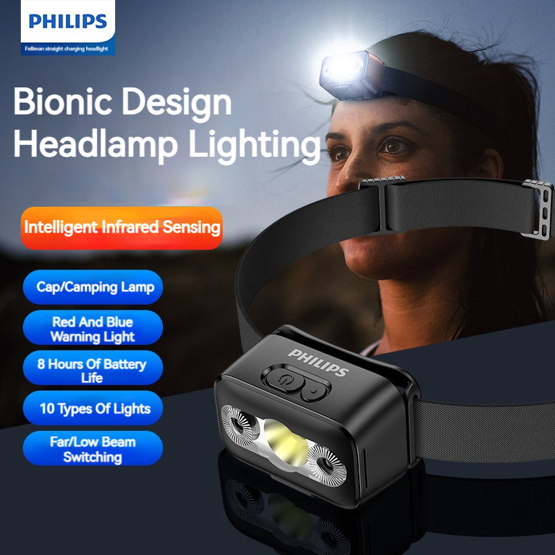 Outdoor Camping Adventure - Philips LED Headlamp Sensor Head Flashlight