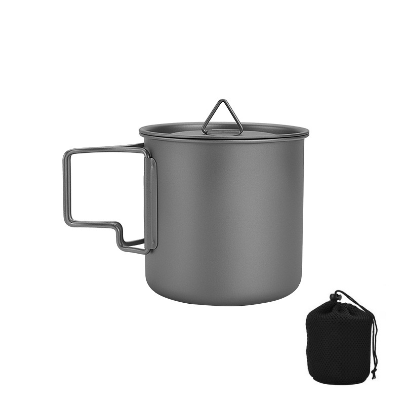 Outdoor Camping Kitchen Table - Titanium Camping Mug with Folding Handle