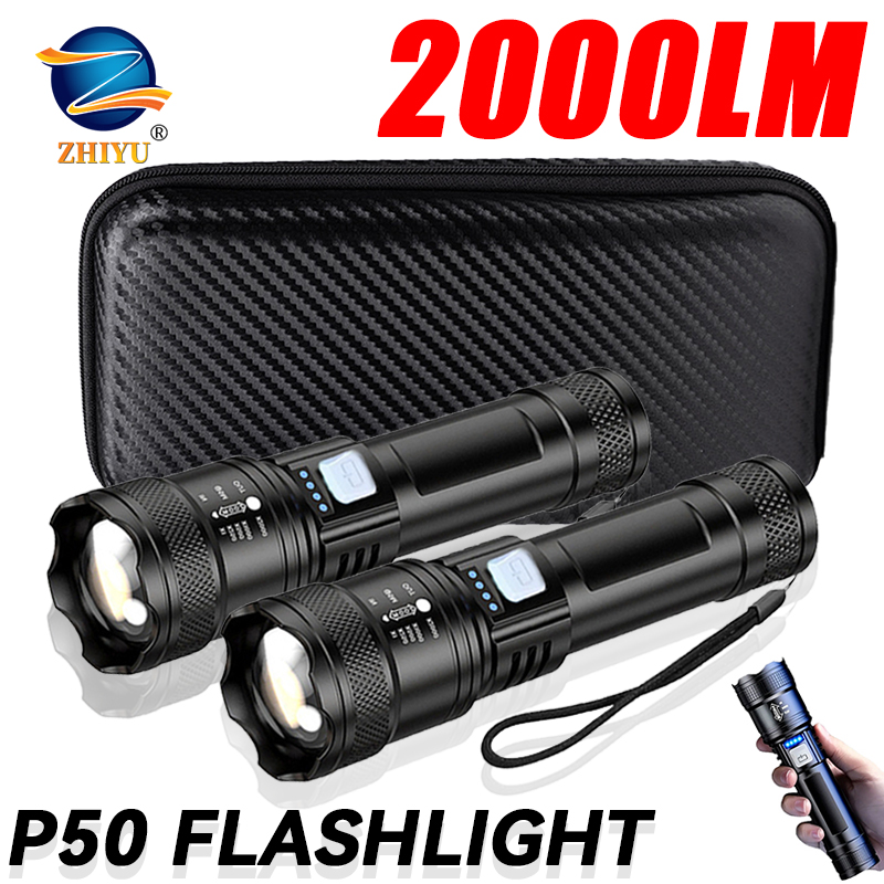 Battery Outdoor Camping - Tactical LED Flashlight 2000LM USB Rechargeable