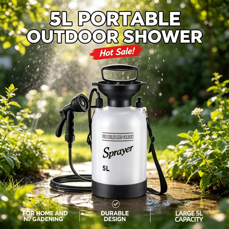 Outdoor Camping Carpet - 5L Portable Camping Shower Manual Pressure