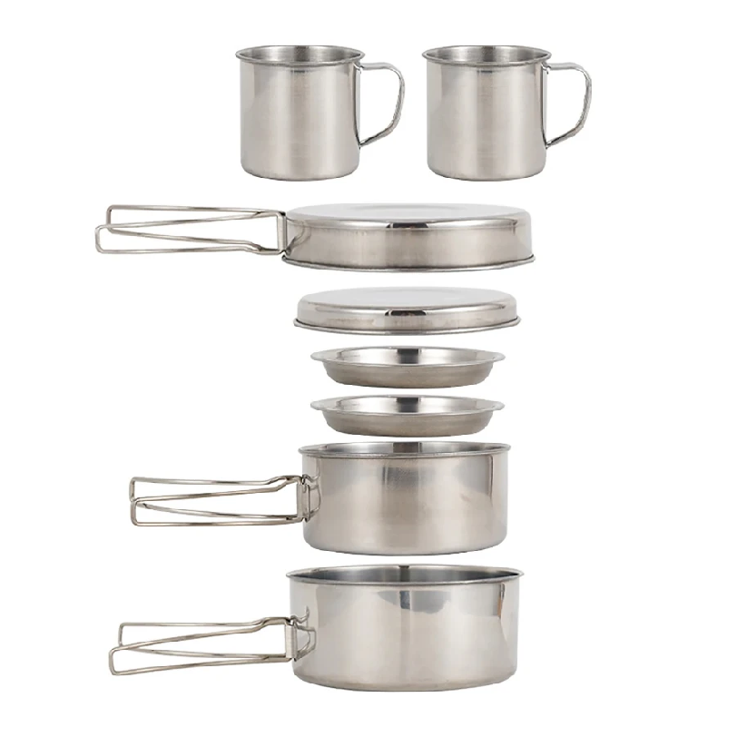 8pcs/Set Camping Cookware Mess - đánh giá và giá Outdoor Camping Kitchen Table