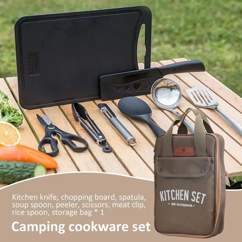 8pcs Camping Kitchen Cookware  - đánh giá và giá Outdoor Camping Kitchen Table
