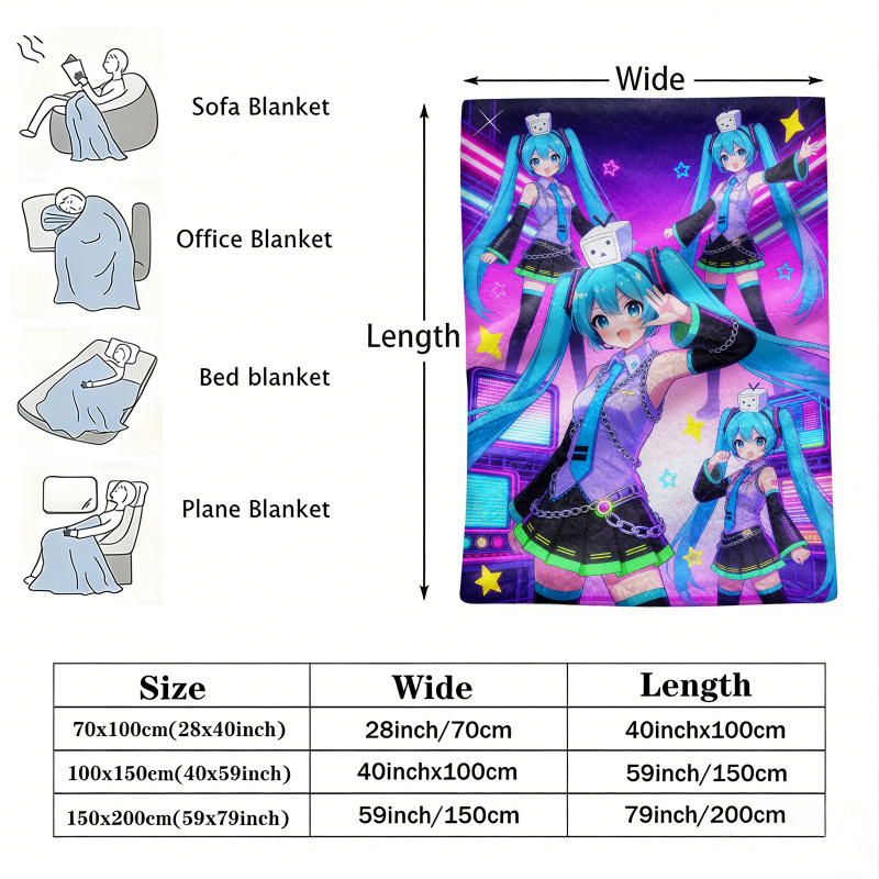 Hatsune Miku Flannel Blanket,  - đánh giá và giá Outdoor Camping Anime