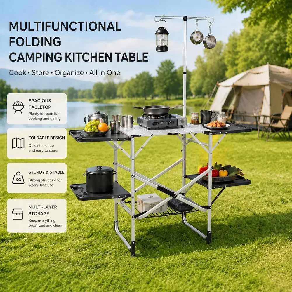 Portable Outdoor Kitchen Table - đánh giá và giá Outdoor Camping Kitchen Table