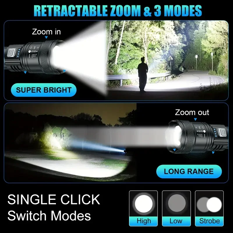 Tactical LED Flashlight 2000LM - đánh giá và giá Battery Outdoor Camping