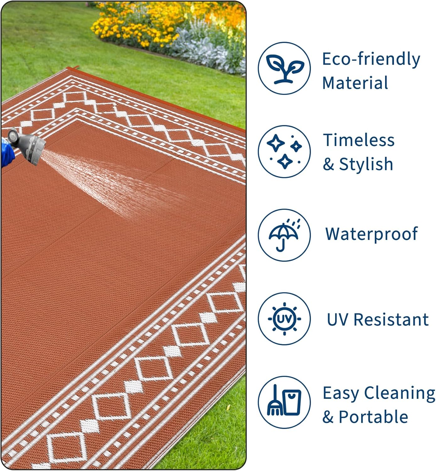 8x10 Waterproof Reversible Pla - đánh giá và giá Outdoor Camping Rugs 8X10